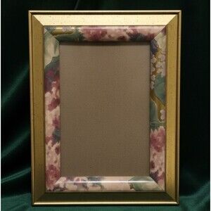 Vintage Picture Frame Floral Gold Tone 80s 90s Cottage Country Spring Garden